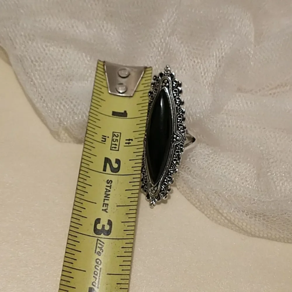 Statement Ring!  Antiqued Silver and Black! - Picture 5 of 7